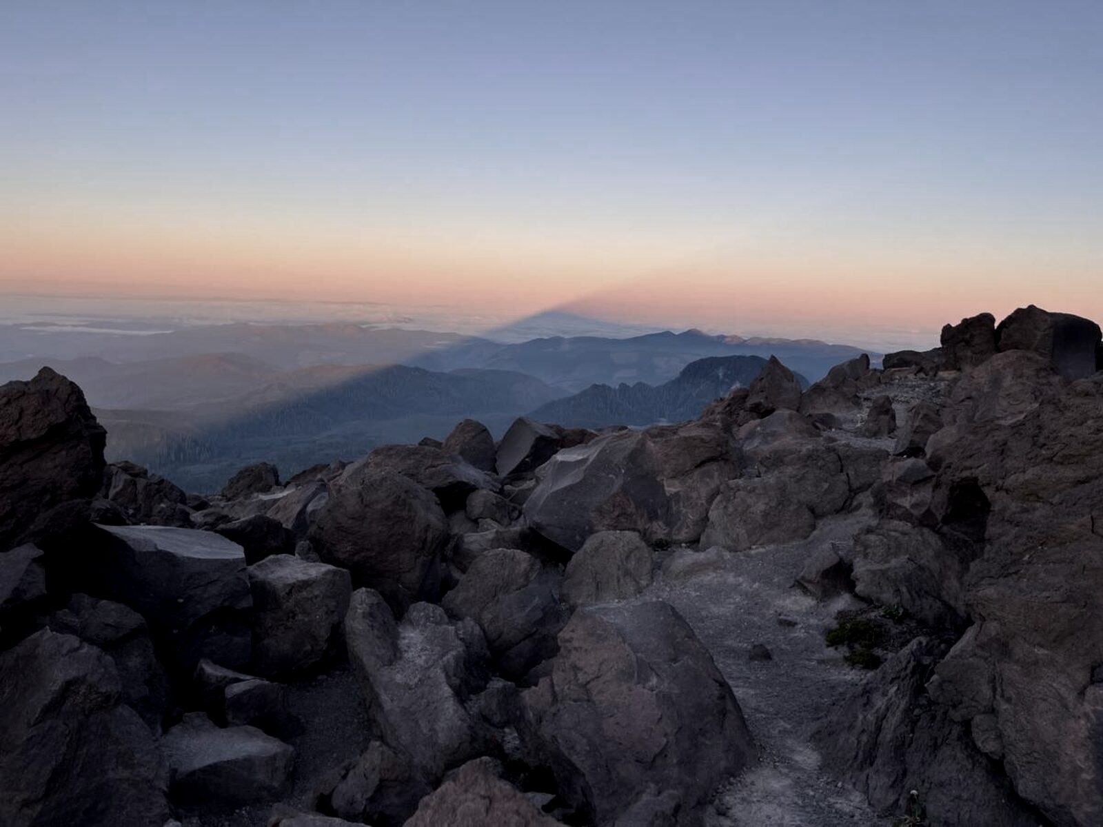 Shadow of Mt. St. Helens cast at sunrise